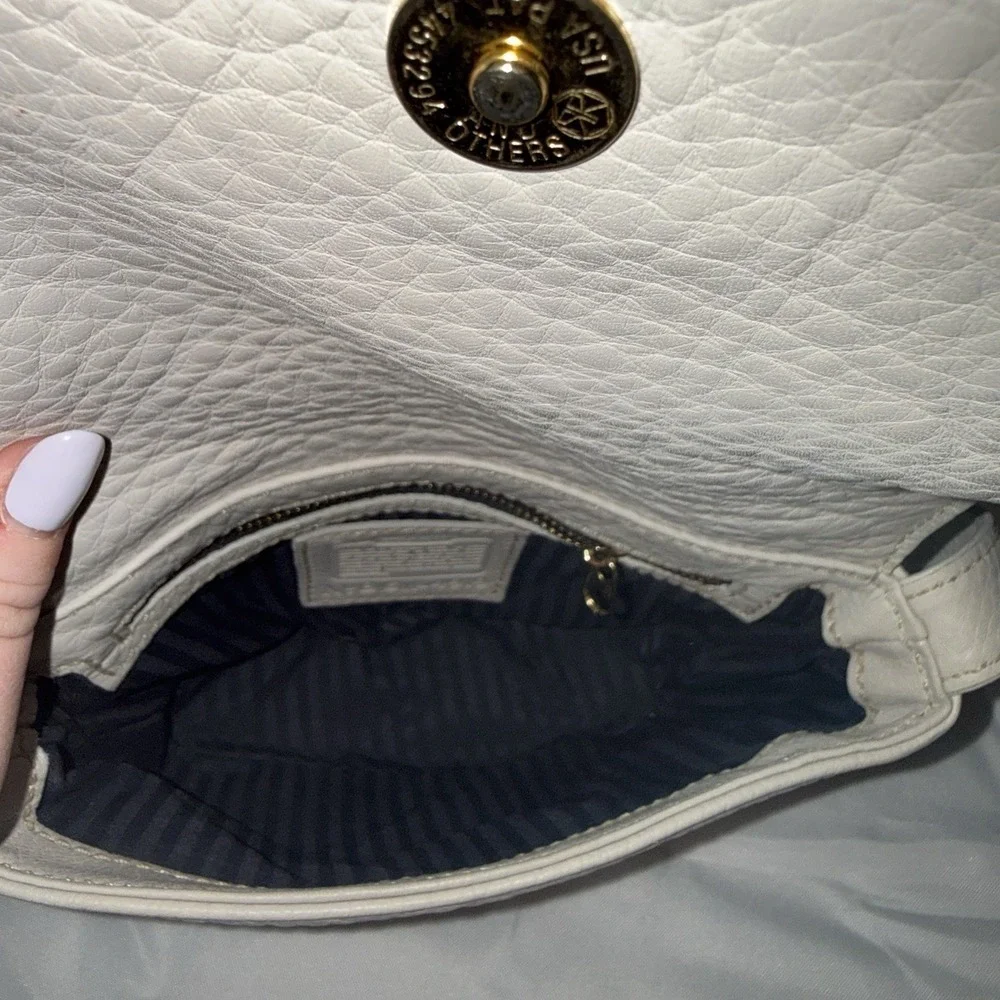 Vintage Coach Sonoma Small Flap Bag Natural Grain Leather Crossbody Parchment